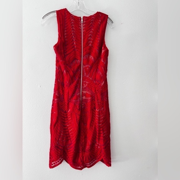 Bardot Red Lace Overlay Dress Size 4 - Picture 5 of 13
